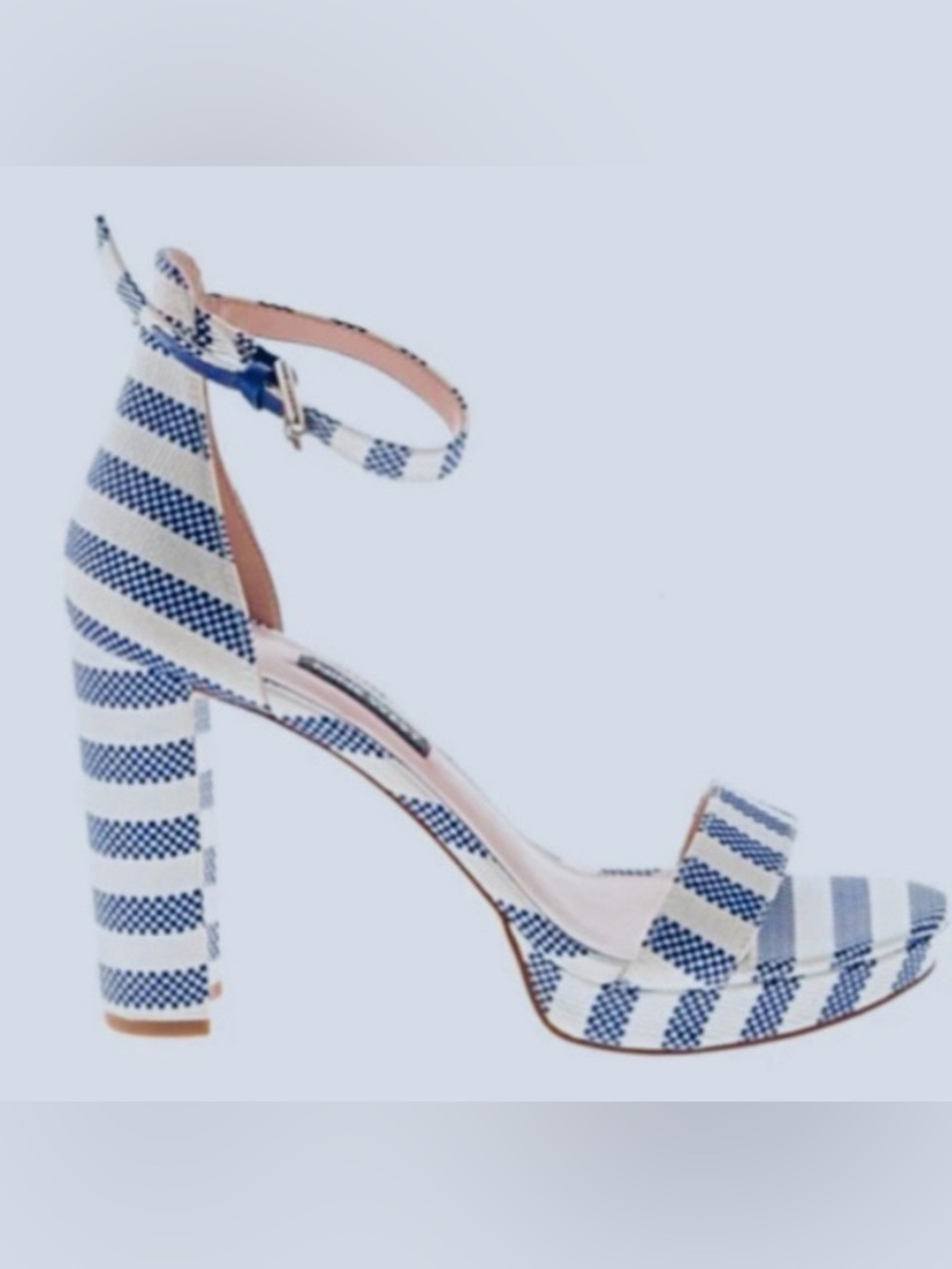 Nine West Blue & White Stripe fabric platform sandals  - Size 8